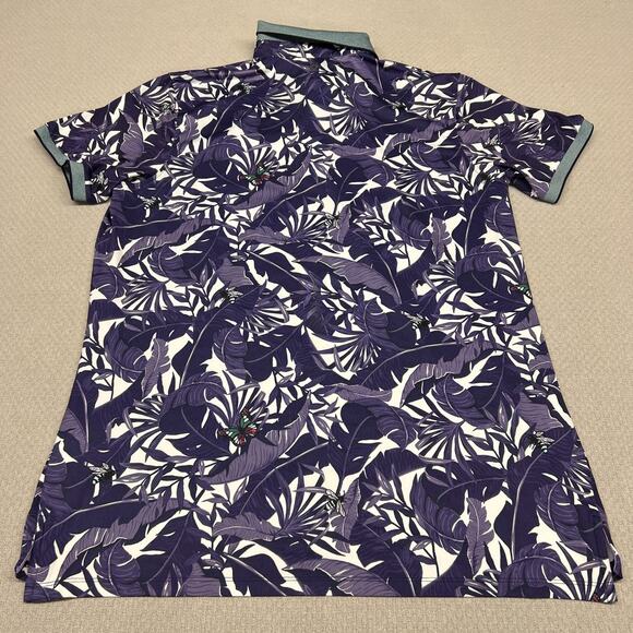 Greyson Polo Shirt Mens XXL Purple Floral Butterfly Port Marnock Golf Club - Picture 2 of 9
